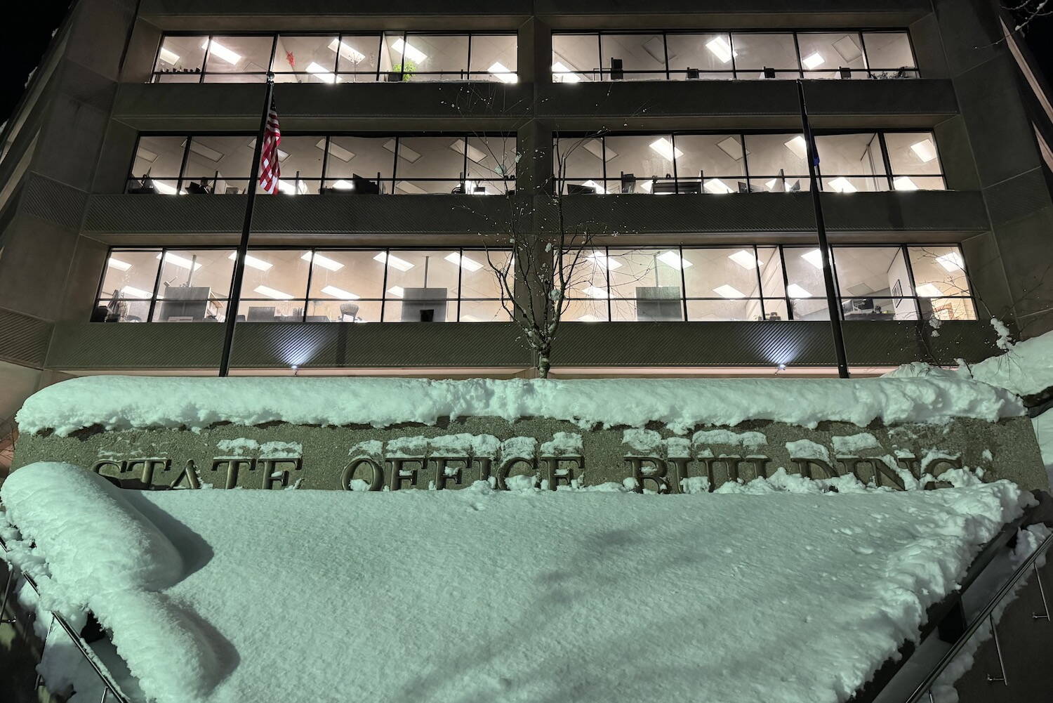 The State Office Building in Juneau is seen on Tuesday, Jan. 16. (James Brooks/Alaska Beacon)