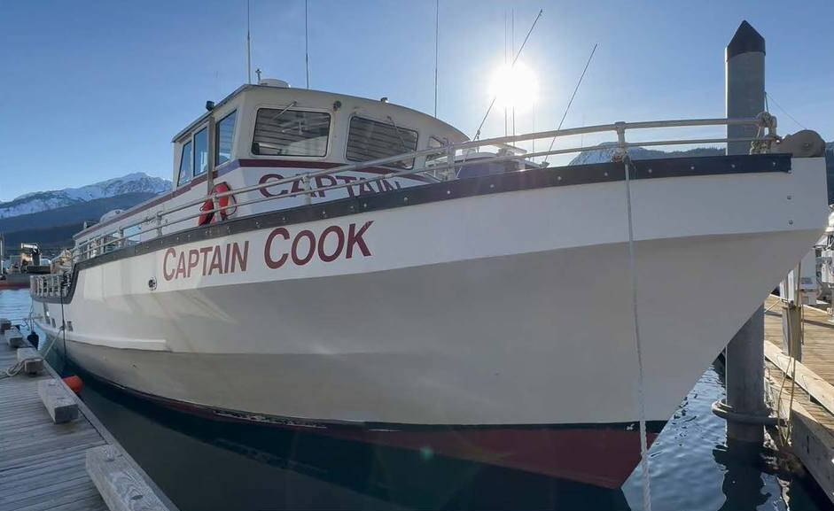 The Captain Cook, one of two tour boats formerly operated by Adventure Bound Alaska, in Aurora Harbor prior to a scheduled sealed-bid auction for vessels next Wednesday. (City and Borough of Juneau)