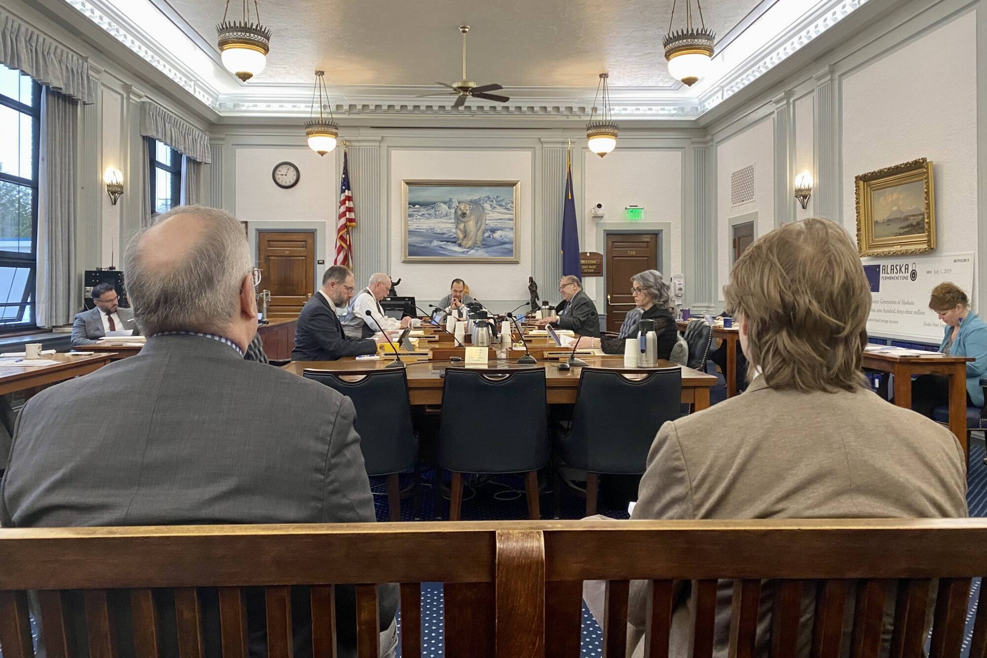 Rep. Bryce Edgmon, I-Dillingham, before presenting his bill that would increase internet speeds for rural Alaska schools to the Senate Finance Committee on Monday. (Claire Stremple/Alaska Beacon)