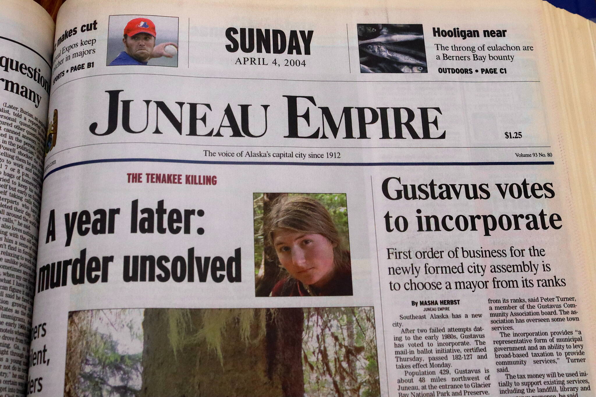 The front page of the Juneau Empire on April 4, 2004. (Mark Sabbatini/Juneau Empire)