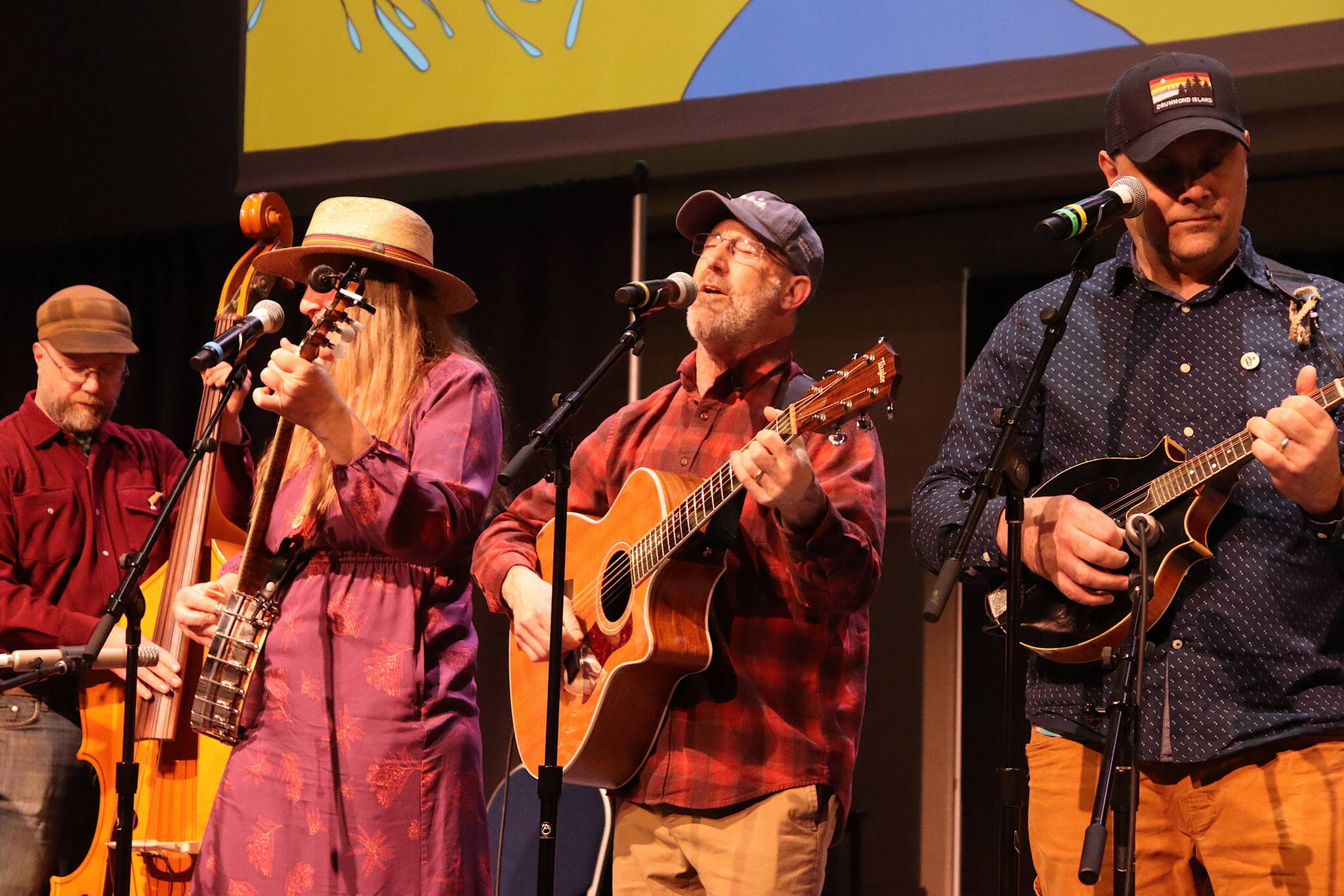 The Gustavus band Tramwreck performs on the main stage in the ballroom at Centennial Hall during the opening night of the 49th annual Alaska Folk Festival on Monday. (Mark Sabbatini/Juneau Empire)
