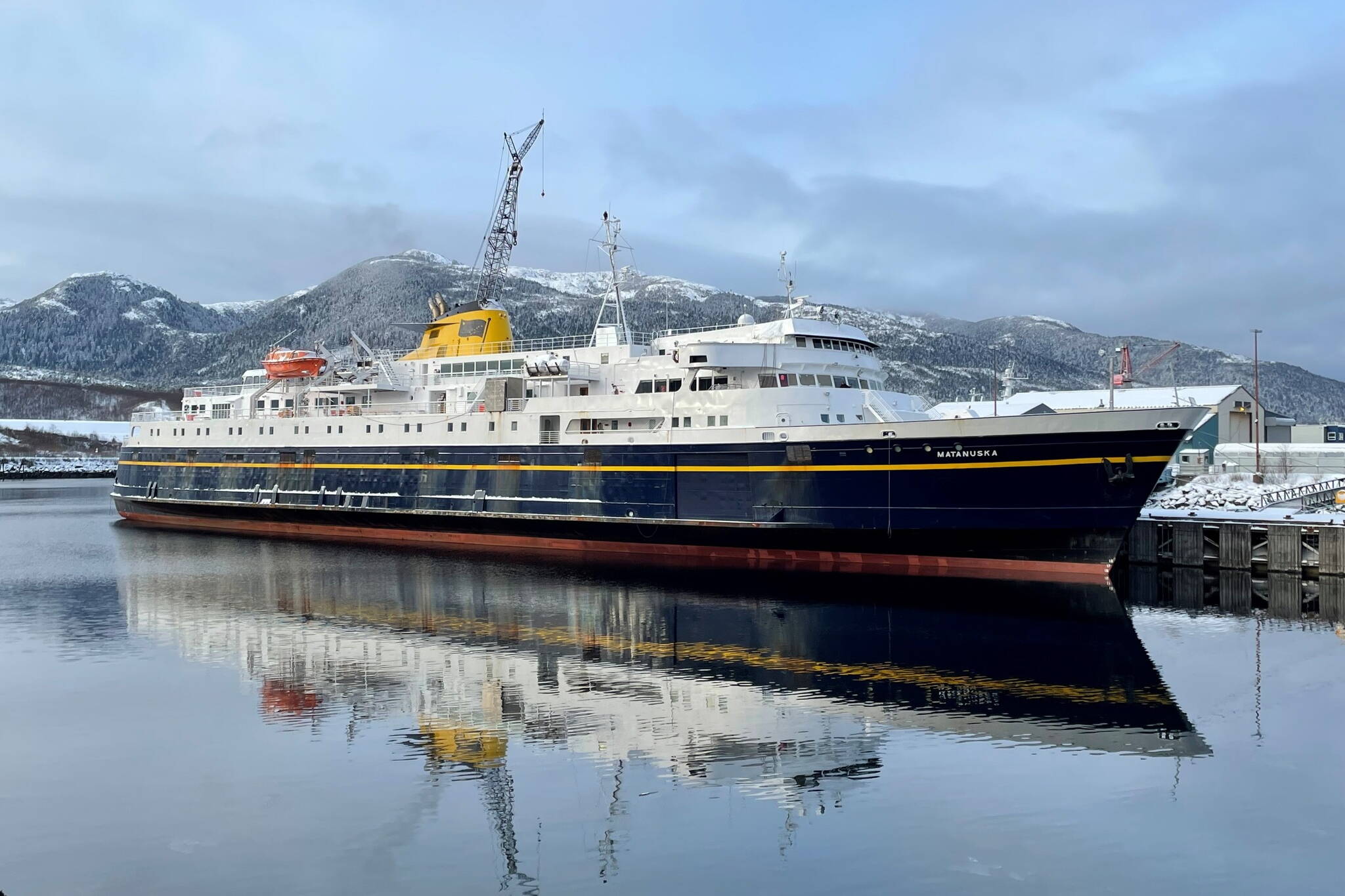 The Matanuska state ferry, seen here docked when it was scheduled to begin its annual winter overhaul in October of 2022, has been out of service ever since. (Alaska Department of Transportation and Public Facilities photo)