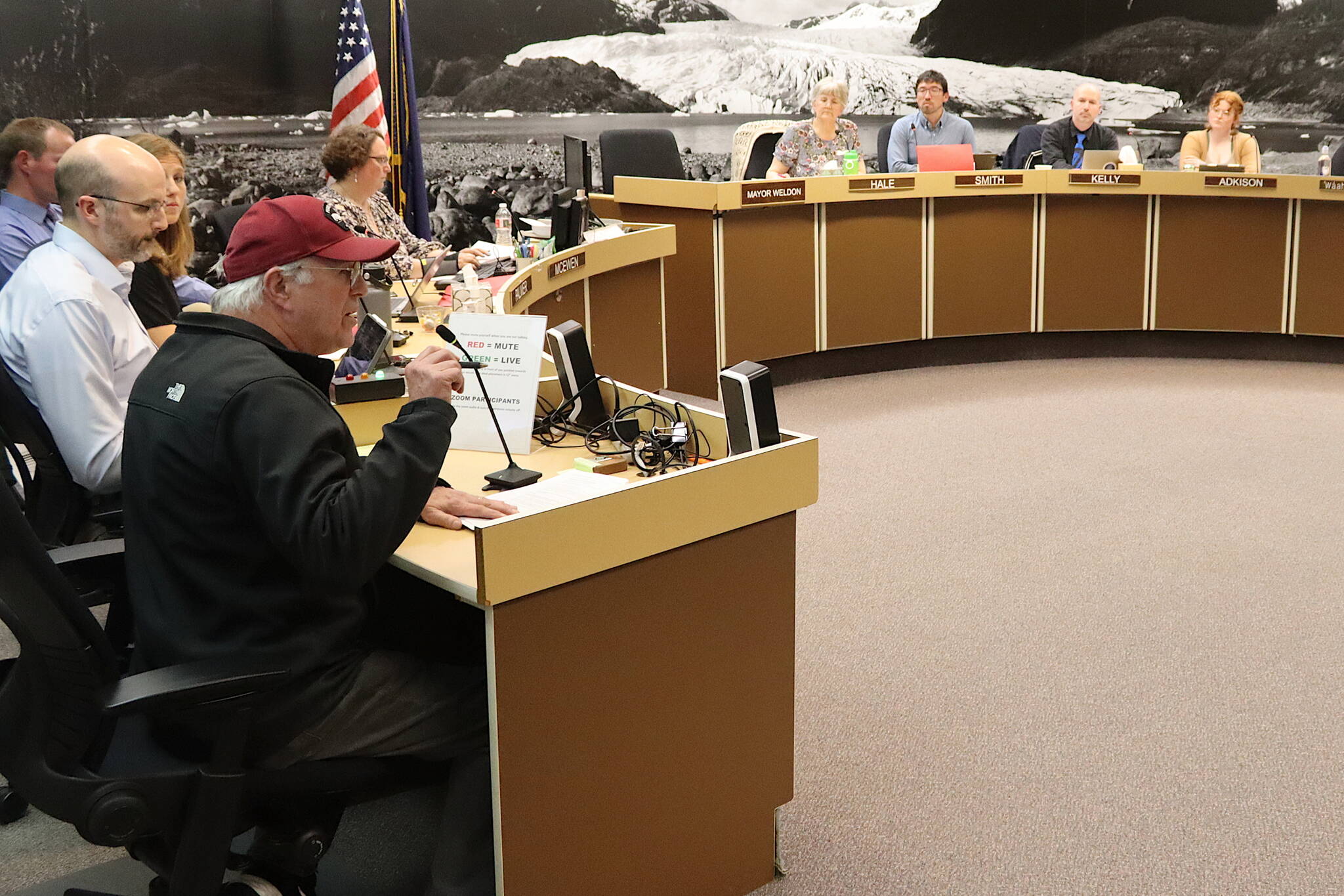 Charles VanKirk expresses his opposition to a proposed increase in the mill rate during a Juneau Assembly meeting on Monday night. (Mark Sabbatini / Juneau Empire)