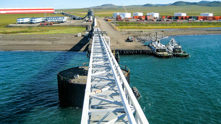 The Delong Mountain Transportation System port, which delivers zinc from the Red Dog mine. (Alaska Industrial Development and Export Authority photo)