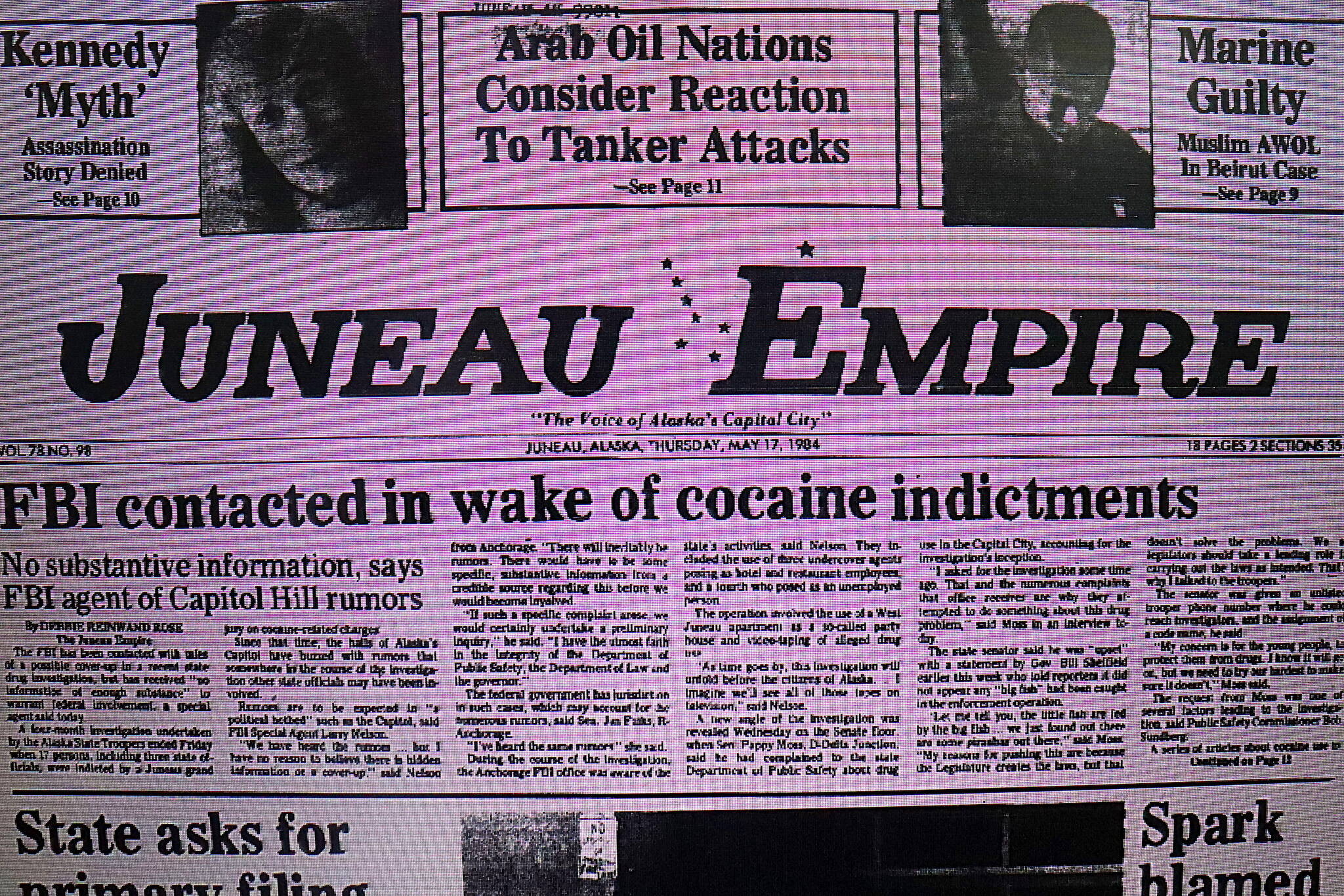The front page of the Juneau Empire on May 17, 1984. (Mark Sabbatini / Juneau Empire)