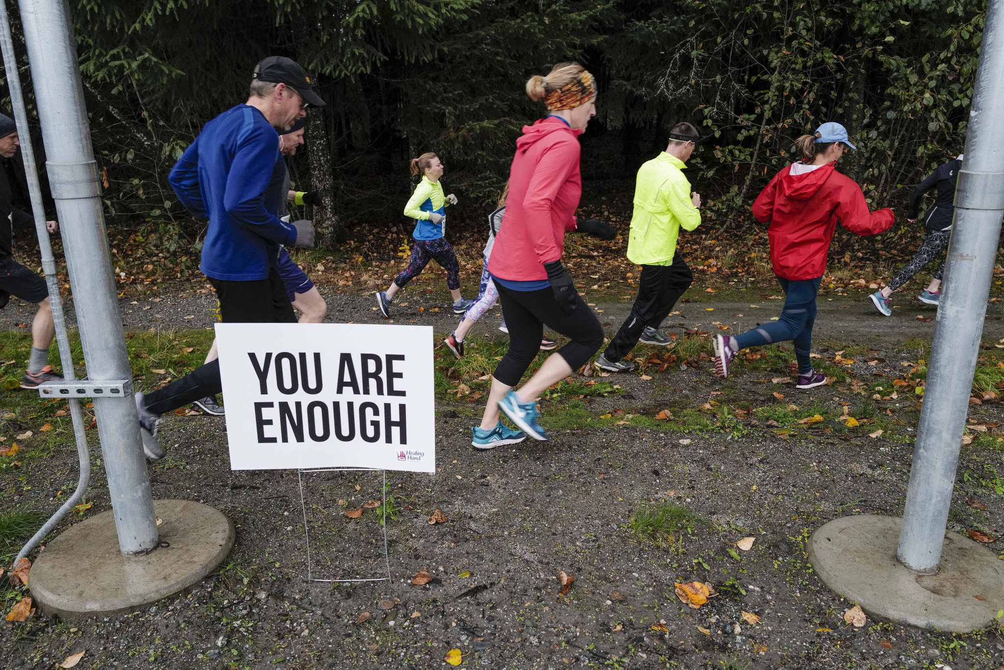 Juneau residents participate in a community mental health run, the Extra Tough 5K & 1 Mile Run, on Saturday, Oct. 12, 2019. The run was sponsored by National Alliance on Mental Illness (NAMI) Juneau. (Michael Penn / Juneau Empire file photo)