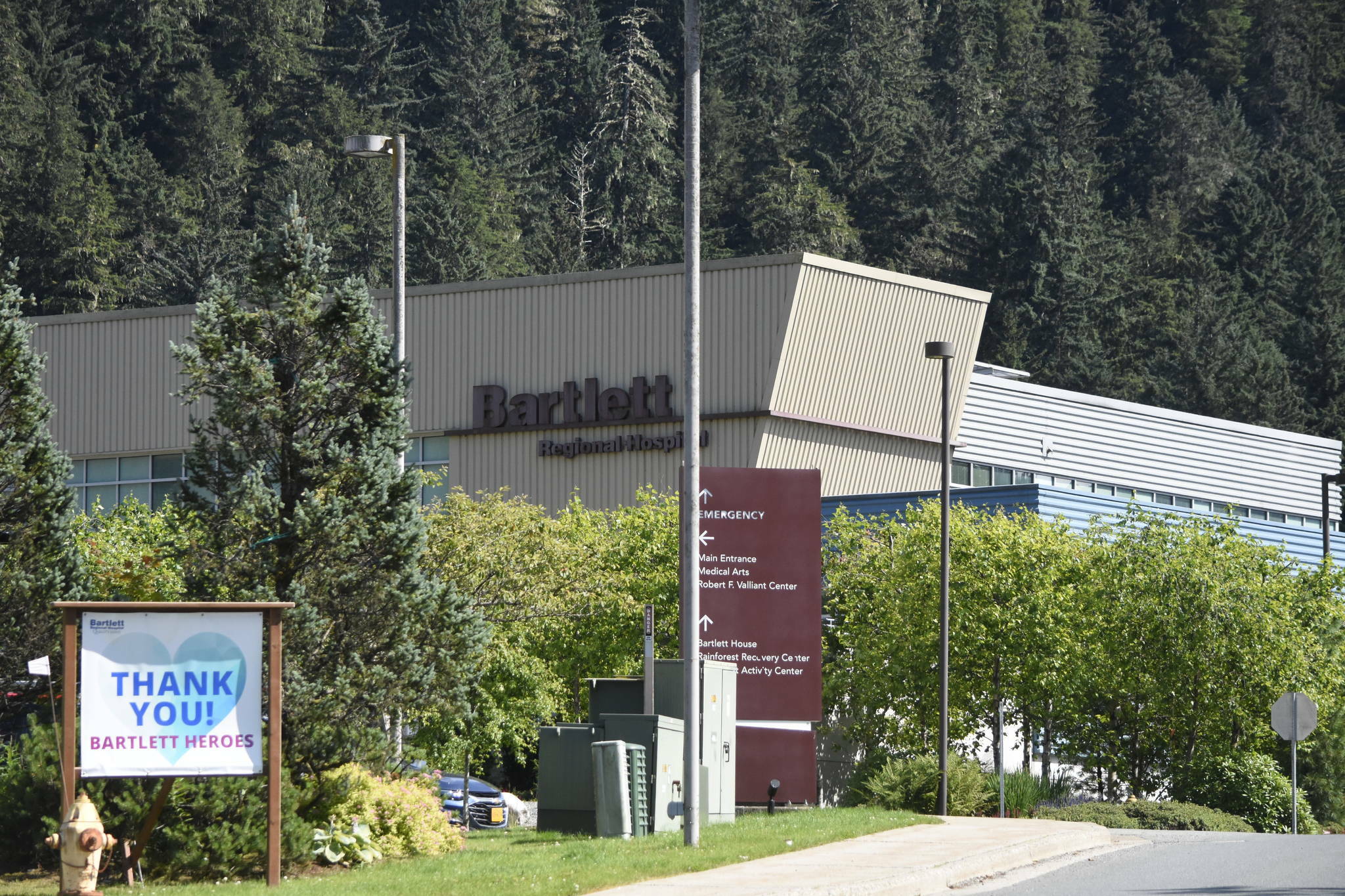 The entrance road to Bartlett Regional Hospital. (Peter Segall / Juneau Empire file photo)