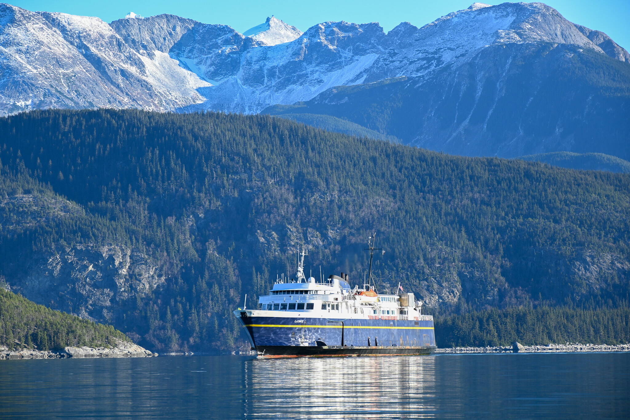 The LeConte state ferry in 2023. (Lex Treinen / Chilkat Valley News)