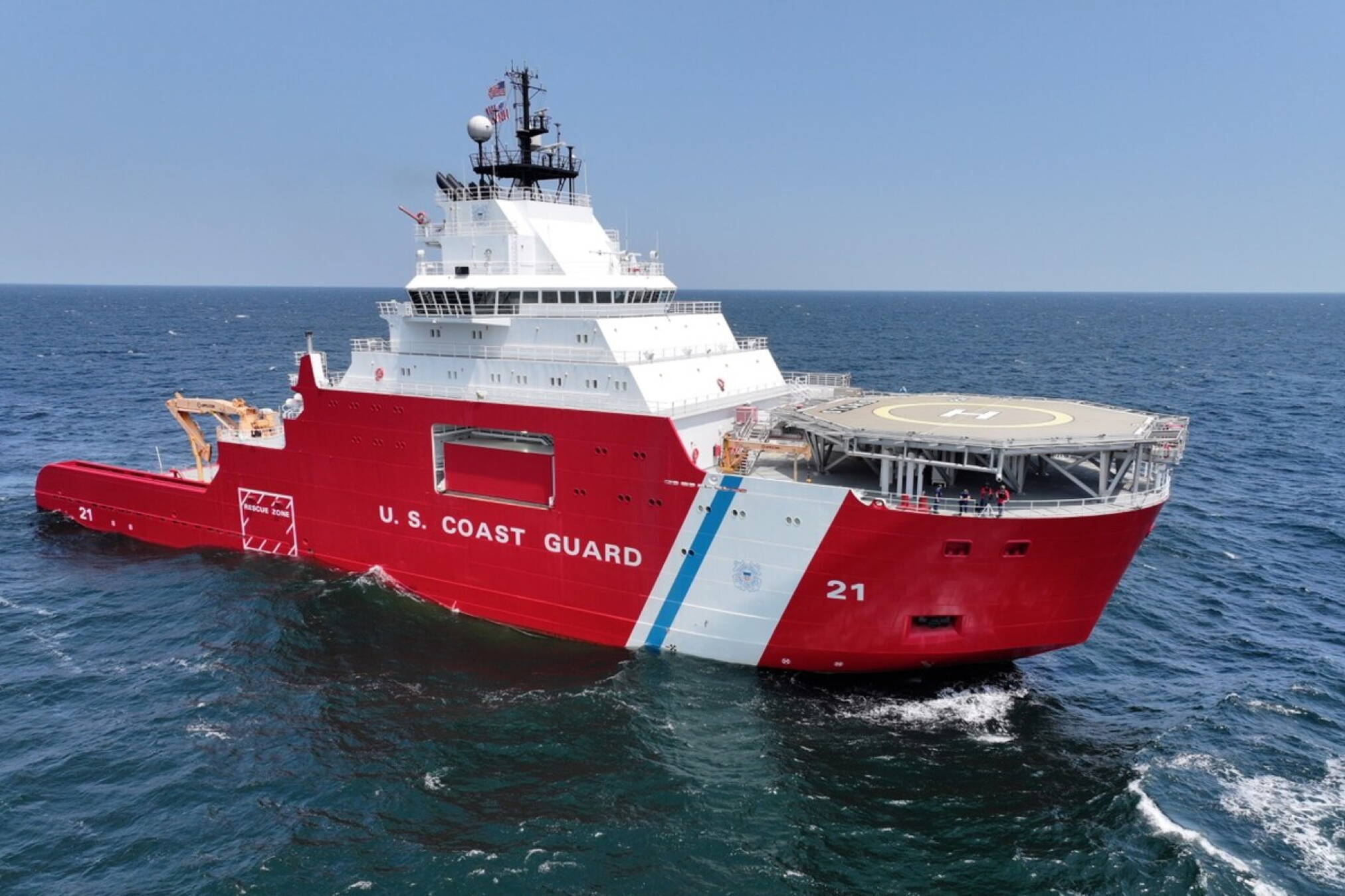 The U.S. Coast Guard Cutter Storis is shown here underway, June 3, 2025, from Pascagoula, Mississippi. The Storis is the Coast Guard’s first new polar icebreaker acquisition in 25 years and will expand U.S. operational presence in the Artic Ocean. (Photo courtesy of Edison Chouest Offshore)