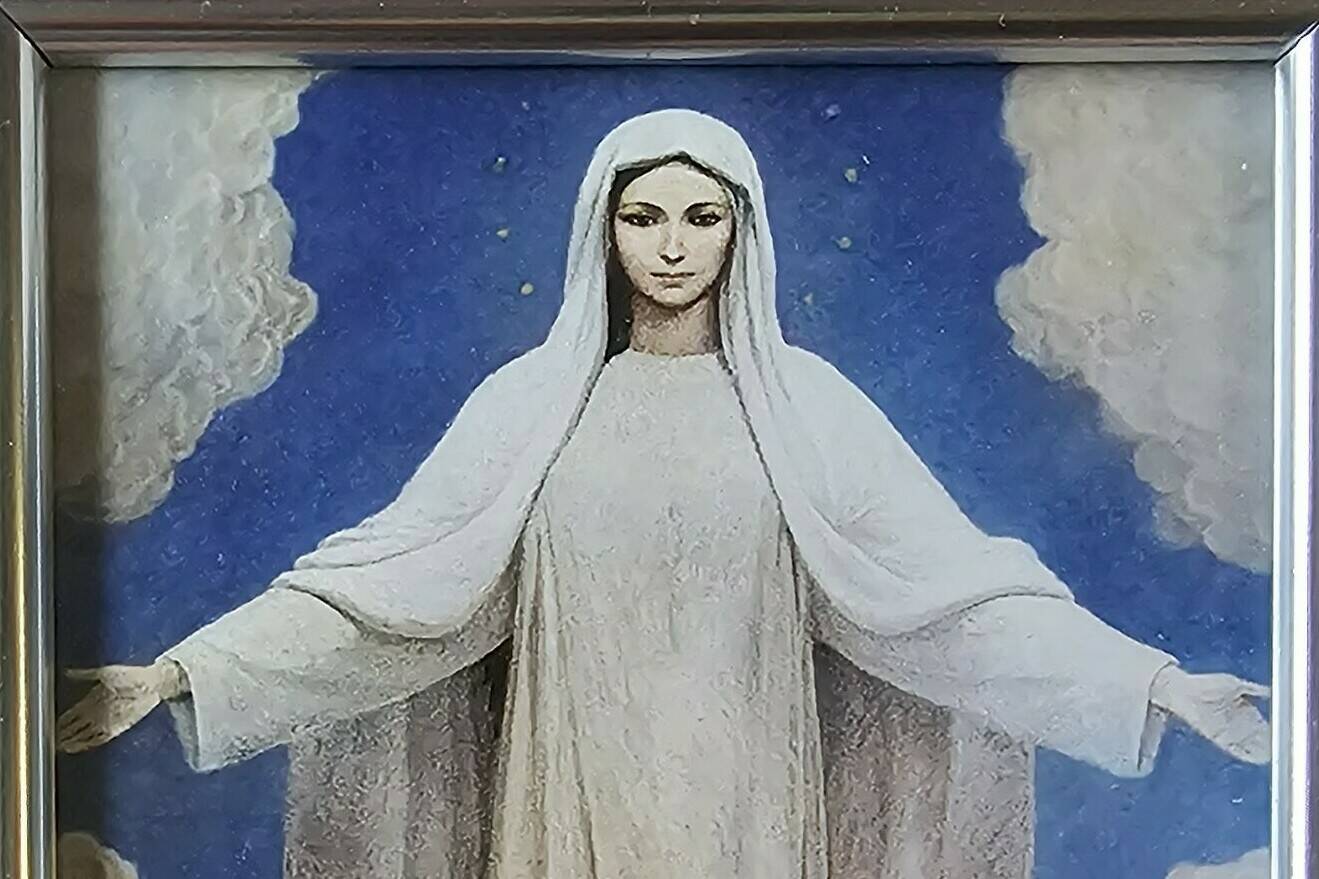 A photograph of Our Lady of Medjugorje by the Italian artist Carmelo Puzzolo. The original painting hangs in St. Pope John Paul II Hall in Medjugorje, Bosnia-Herzegovina. (Photo by Gina Del Rosario)