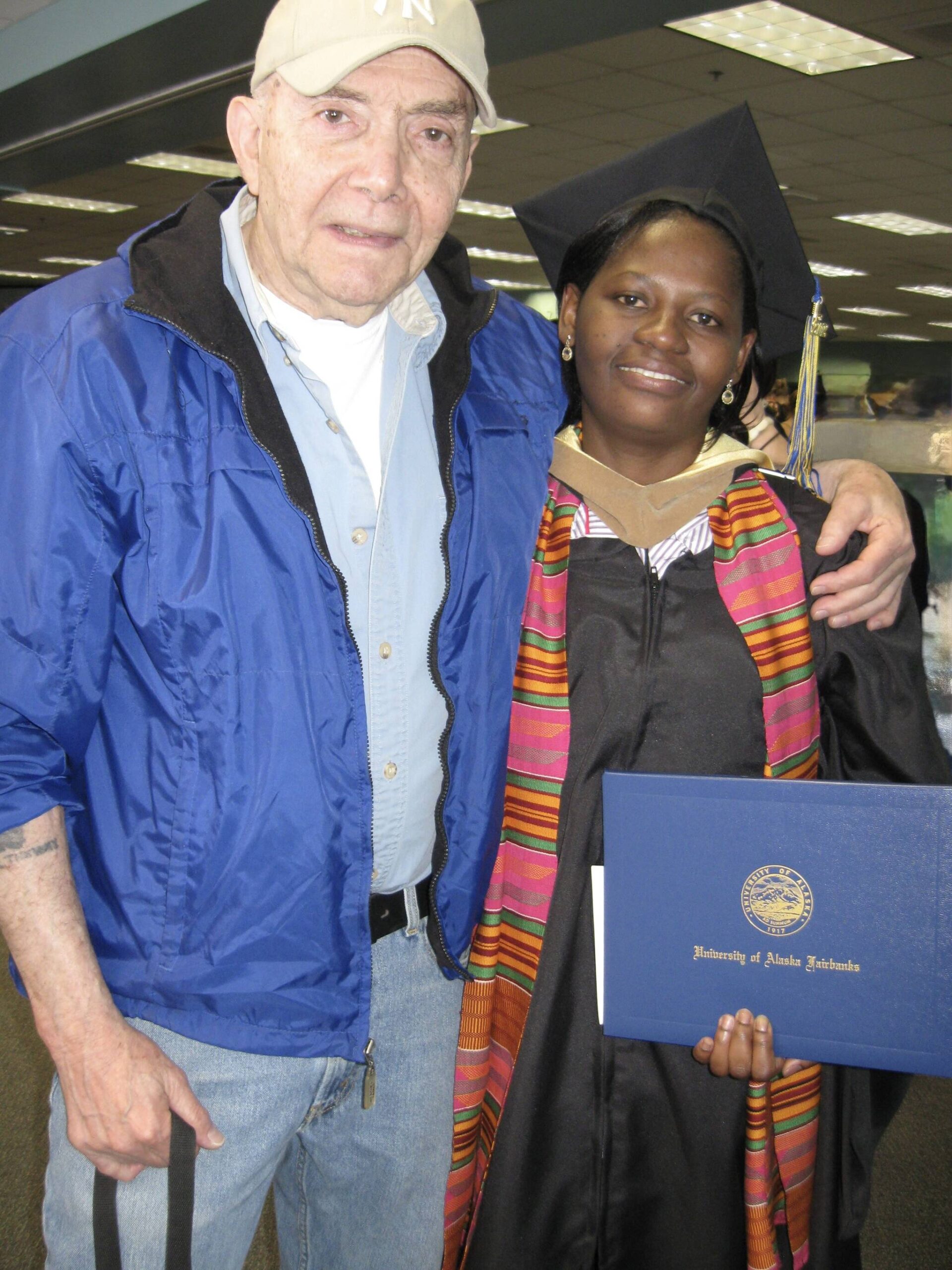 Lew Shapiro poses with Josie Sam in 2012 after she earned her masters degree at the University of Alaska Fairbanks. (Photo courtesy of Josie Sam)