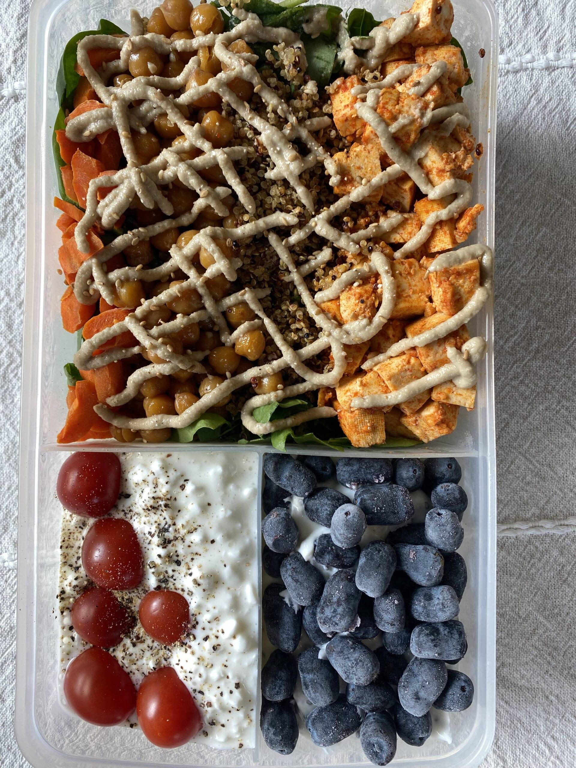 Roasted tofu and quinoa salad with sunflower miso dressing make a high-protein salad to fuel busy afternoons. (Photo by Tressa Dale/Peninsula Clarion)