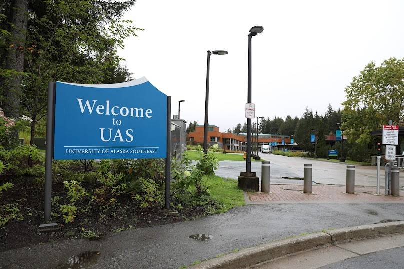 This photo shows the University of Alaska Southeast Juneau campus on a rainy day. (Clarise Larson / Juneau Empire File)