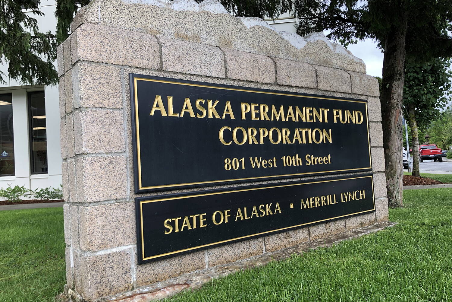 The offices of the Alaska Permanent Fund Corp. are seen Monday, June 6, 2022, in Juneau. (James Brooks/Alaska Beacon)