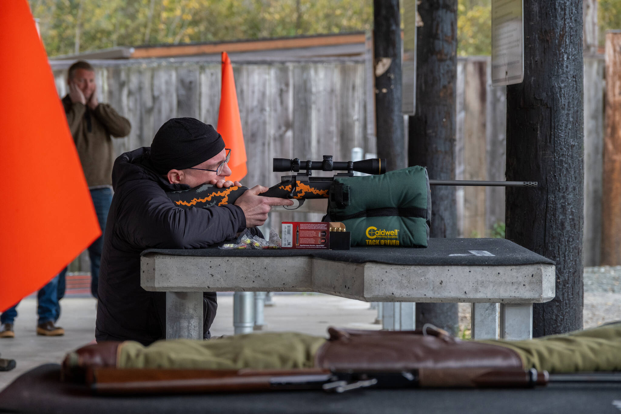 Photo courtesy of CBJ
Wade Bryson, Juneau Assembly Member tests out the new facilities.
