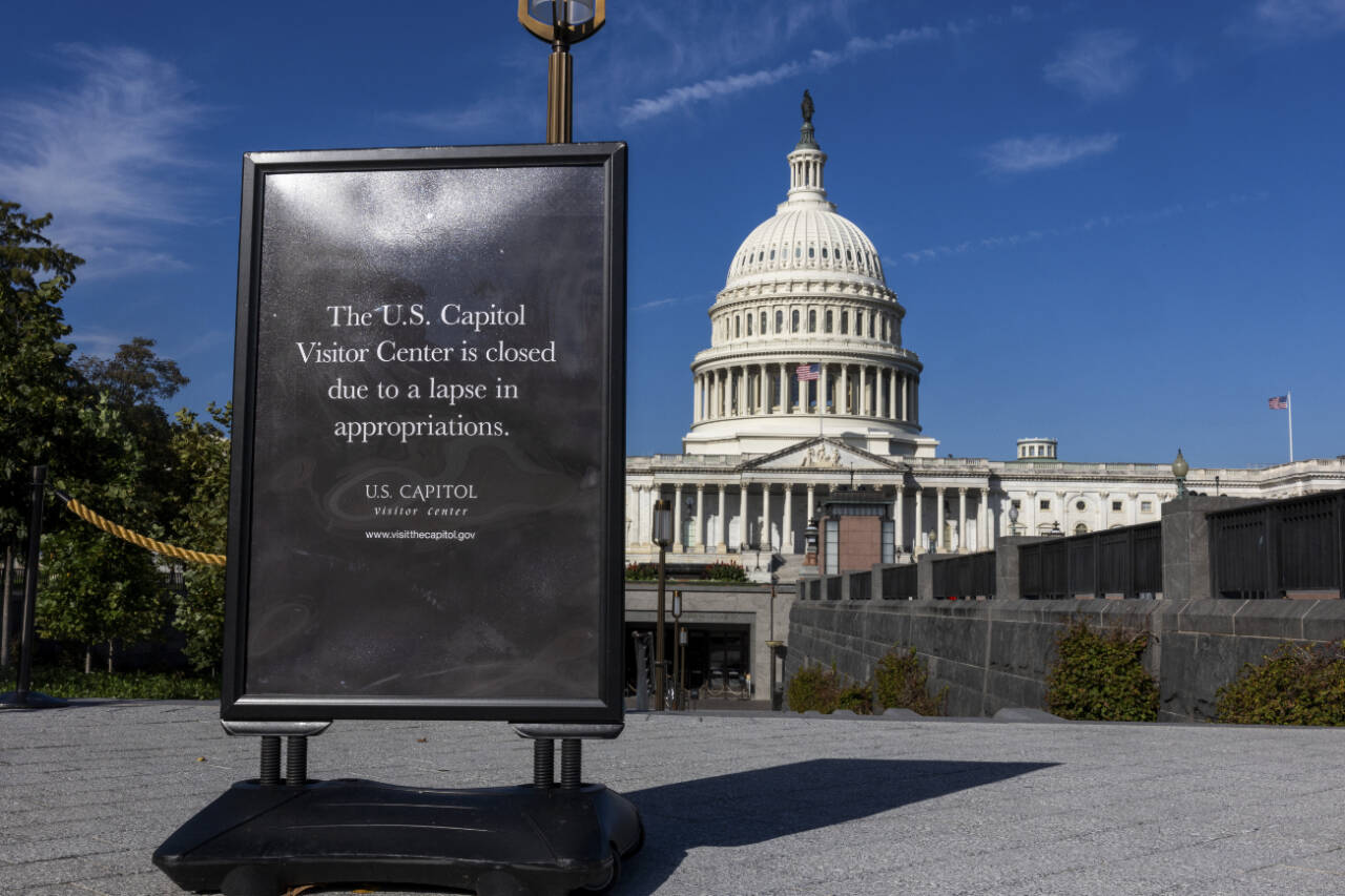 Signage outside the Capitol Hill visitors center notifies the public of its closure due to the government shutdown in Washington, on Wednesday, Oct. 1, 2025. The first government shutdown in nearly six years left federal agencies in flux and many of their employees in a state of confusion on Wednesday, Oct. 1, 2025, as they received last-minute and conflicting instructions from managers. (Alex Kent/The New York Times)