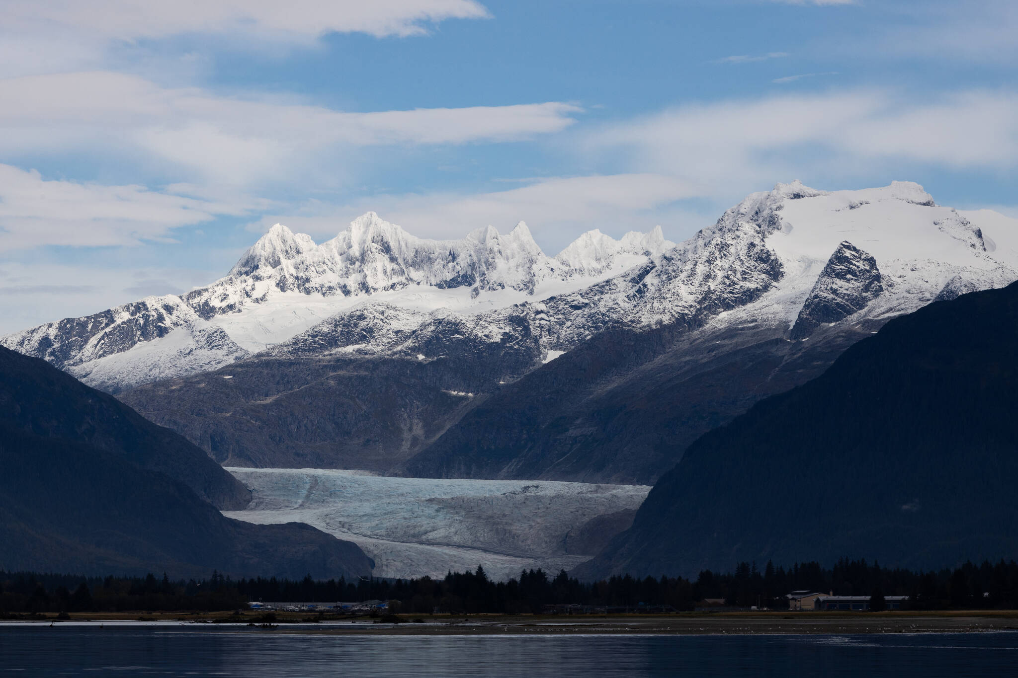 The Mendenhall Towers and Mendenhall Glacier are pictured from False Outer Point on Douglas Island on Sept. 29, 2025.