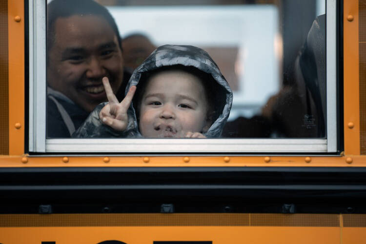 Alaska Air National Guard C-17 Globemaster III aircrew, assigned to the 176th Wing, arrive at Joint Base Elmendorf-Richardson, Alaska, with 62 evacuated residents from western Alaska, Oct. 17, 2025. (Alaska National Guard photo by Alejandro Peña)