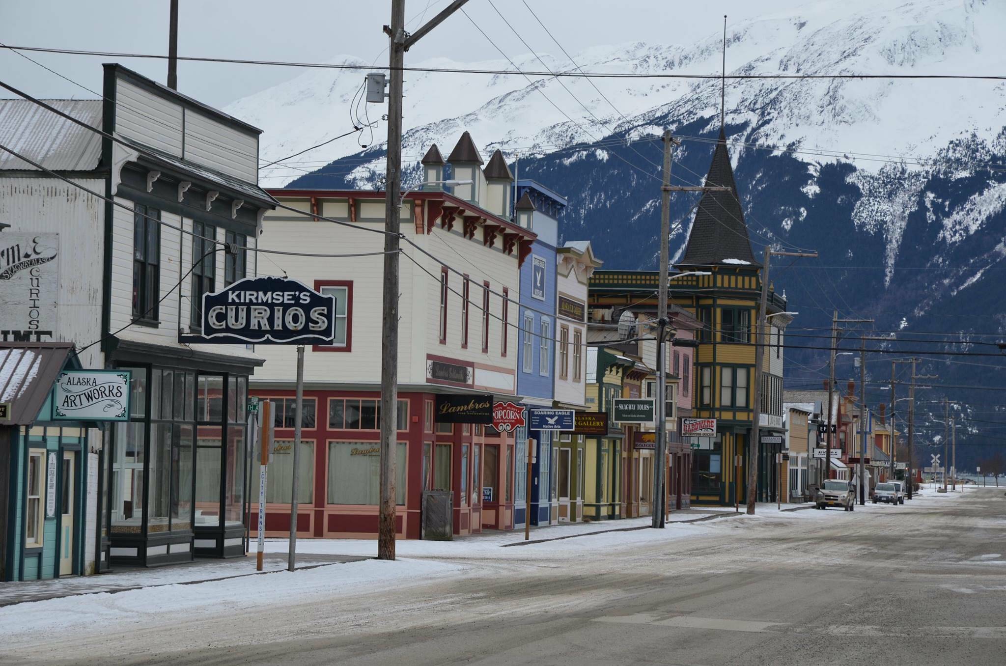 Downtown Skagway, with snow dusting its streets, is seen in this undated photo. (Photo by C. Anderson/National Park Service)
