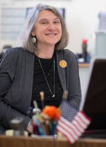 Juneau Municipal Clerk Laurie Sica in her office on Tuesday, June 19, 2018. Sica is retiring this month. (Michael Penn | Juneau Empire)