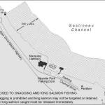 A map of the area near Macauley Hatchery that will be closed to king salmon sport fishing and snagging Sunday at 12:01 a.m. (ADFG)