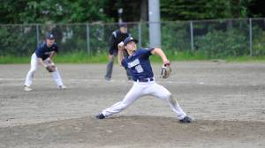Juneau Post 25s Donavin McCurley pitches against East Post 34 earlier this month. (Nolin Ainsworth | Juneau Empire File)