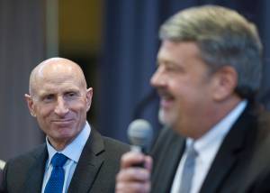 Mayo Schmidt, former CEO of Hydro One Limited, left retired from the company. The entire board of directors at Hydro One also resigned. The announcement was made by Canadian Premier Doug Ford Wednesday. (Michael Penn | Juneau Empire File)