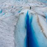One dark blue crevasse after another. Navagating a ridge line. (Gabe Donohoe)