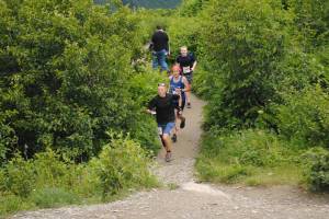 Runners near the finish line at the Mt. Roberts Tram race on Saturday morning. (Photo courtesy Darla Orbistondo)