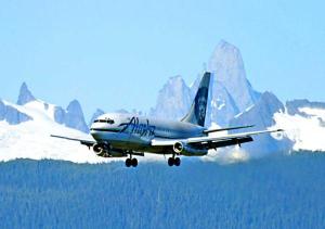 An Alaska Airlines passenger jet lands in Petersburg. On Dec. 19, a pair of the company's passenger jets were struck by lightning in Southeast.
