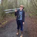 Owen Squires, 14, gets ready to bird. Squires and his mother, Marsha Squires, were the first to sight and ID a male hooded oriole in Juneau that has inspired birders to visit from as far as Fairbanks.
