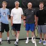 Mens Lower Finalists, left-to-right, JDHS player Kolby Hoover and adult players Randy Hurtte, Mike Stekoll and Nathan Graves. Hurtte and Stekoll teamed up to win the title over Hoover and Graves.