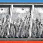 Symmetrical shapes on a roof line;