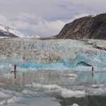 Michelle Eshpeter and Lee Paskar paddle through the icebergs at the McBride Glacier in Glacier Bay National Park.