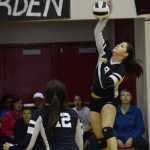 A Klawock player spikes a ball during the All Comers Volleyball Tournament at Juneau-Douglas on Saturday. A slideshow of photos is online at juneauempire.com.