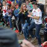 Zombies perform their rendition of Michael Jackson's "Thriller" during Sunday's 4th Annual Zombie Run 5K or 1-mile run on the Treadwell Trails at Sandy Beach. The event was a fundraiser for the Harborview Elementary Triathlon Club.