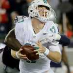 New England Patriots defensive end Chandler Jones (95) sacks Miami Dolphins quarterback Ryan Tannehill (17) in the first half an NFL football game, Thursday, Oct. 29, 2015, in Foxborough, Mass. (AP Photo/Steven Senne)