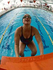 Juneau-Douglas High School junior Sarah Mertz during Crimson Bears swim practice at Augustus Brown Pool on Tuesday.
