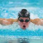 Thunder Mountain's Bergen Davis competes in the 200 IM during the state championship prelims at Bartlett on Friday, November 6, 2015.