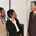 Ethel Lund, center, is shown with former U.S. Sen. Frank Murkowski, right, in Washington, D.C. in 1983. At left is Niles Cesar, executive vice president of SEARHC from 1979 to 1990.