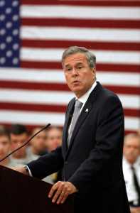 Republican presidential candidate, former Florida Gov. Jeb Bush, gives a speech on foreign policy and national defense, Wednesday, Nov. 18, 2015, on the campus of The Citadel in Charleston, S.C. (AP Photo/Mic Smith)