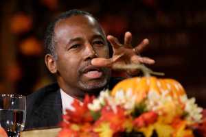 Republican presidential candidate Ben Carson speaks during the Presidential Family Forum on Friday in Des Moines, Iowa.