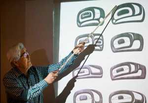 Haida Master Artist Robert Davidson gives a talk about his personal journey of discovery through Haida art and ceremony on Tuesday at the Soboleff Center as part of a lecture series to celebrate Native American Heritage Month. The series is sponsored by the Sealaska Heritage Institute.