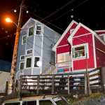 Two Juneau Police Department officers stand guard outside of Mayor Greg Fisk's house at 421 Kennedy Street Monday evening.