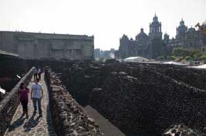 Tourists visit the Templo Mayor archaeological site in Mexico City on Tuesday.