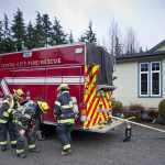 Firefighters with Capital City Fire/Rescue at Emmanuel Baptist Church on Wednesday morning. The church caught fire just before midnight Tuesday.