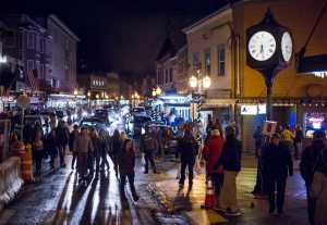 Juneau residents fill the downtown street for Gallery Walk 2015 on Friday.
