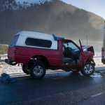A truck slammed into the back of a Capital Transit bus on Egan Drive Friday morning after traffic was stopped for another two-vehicle accident on Egan Drive at Vanderbilt Hill Road.