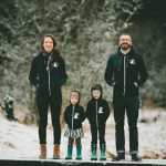 From left to right, Ashleigh Ewing, Imogen, age three, Ruby, who will turn five in January, and Dan Ewing.