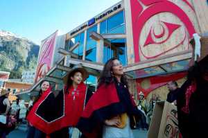 The Aangun Yatx'i Dancers of Angoon perform at the Grand Opening for the Walter Soboleff Center on May 15, 2015.